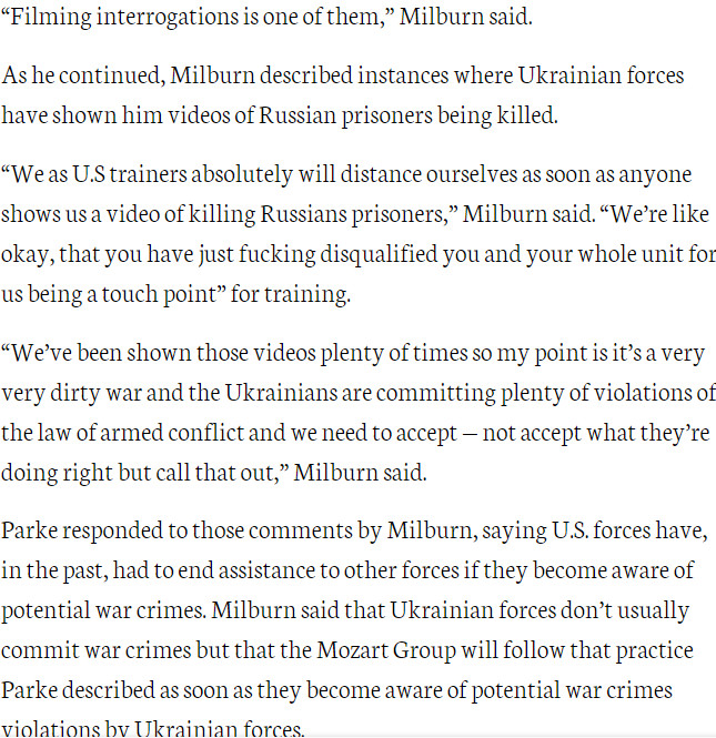 Article Segment From Interview About War Crimes