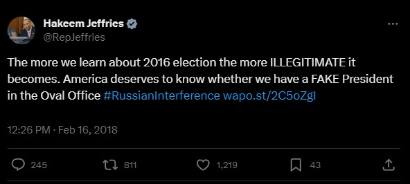 Hakeem Jeffries Tweet