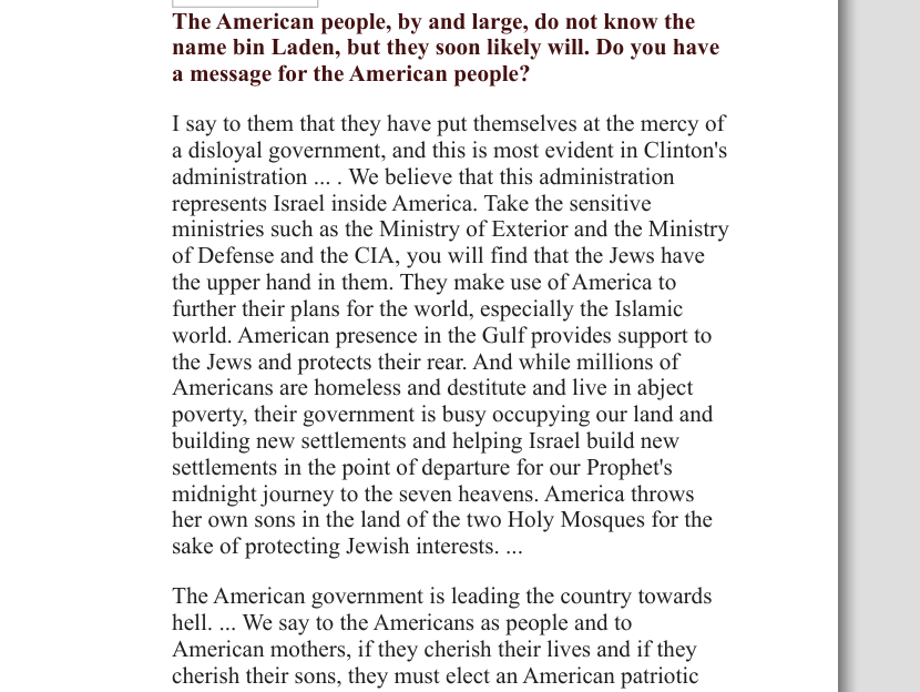 PBS Frontline translation of the same May 1998 answer using upper hand instead of first word