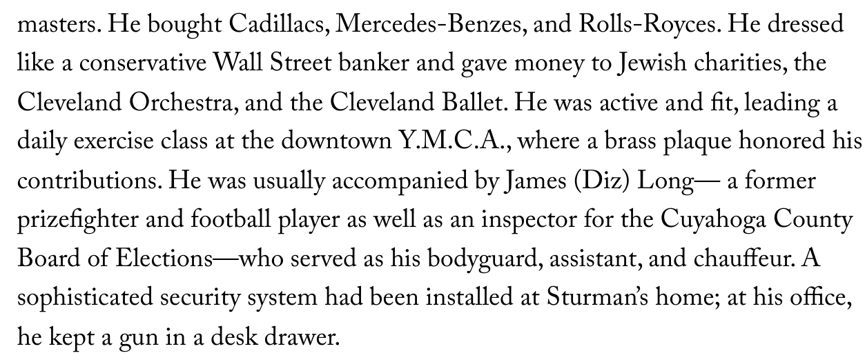 New Yorker 2003: Sturman gave money to Jewish charities the Cleveland Orchestra and the Cleveland Ballet