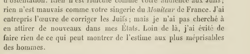 Lecestre 1897 printing of Napoleon's 6 March 1808 lines on reforming the Jews and avoiding esteem for the most despicable of men