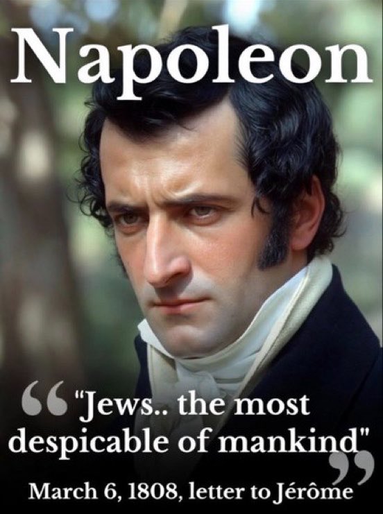 Graphic quoting Napoleon as calling Jews the most despicable of mankind in a March 6 1808 letter to Jérôme