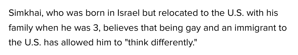 HuffPost 2016: Simkhai was born in Israel but relocated to the U.S. with his family when he was 3