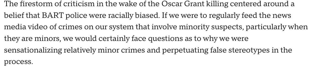 Kerry Hamill July 7 2017 email to Debora Allen on feeding the news media video of crimes involving minority suspects and perpetuating false stereotypes
