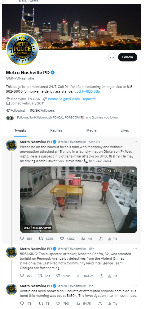Nashville PD Twitter Posts