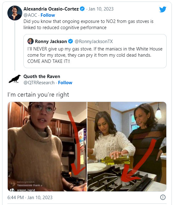 AOC Gas Stoves NO2 Brain Damage Tweet