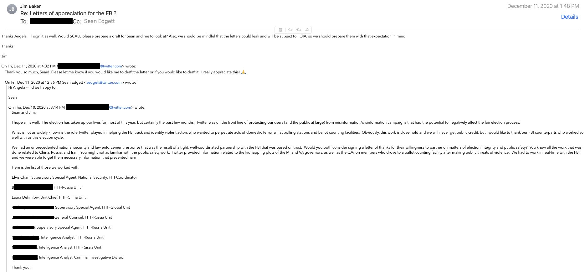 Twitter FBI ThankYou Letter