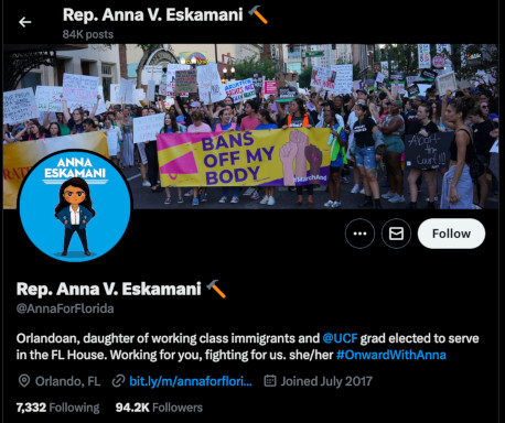 Anna Eskamani X Profile