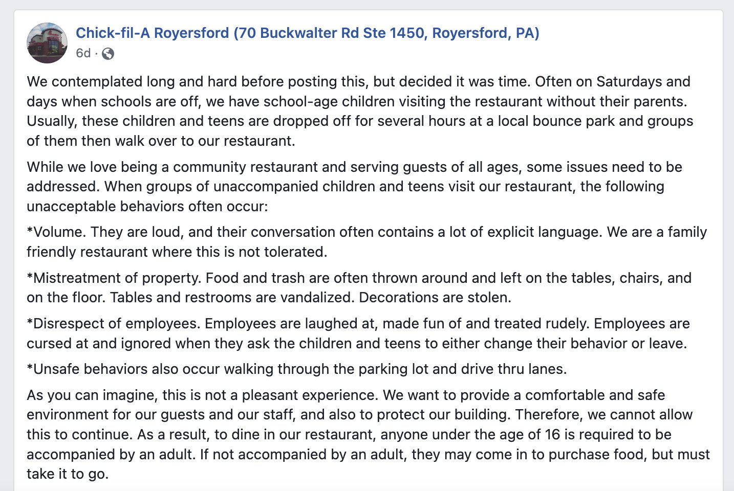 Chik fil a ban image 1