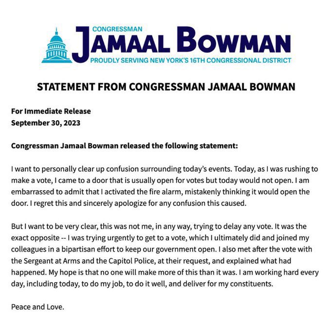 Jamaal Bowman Statement