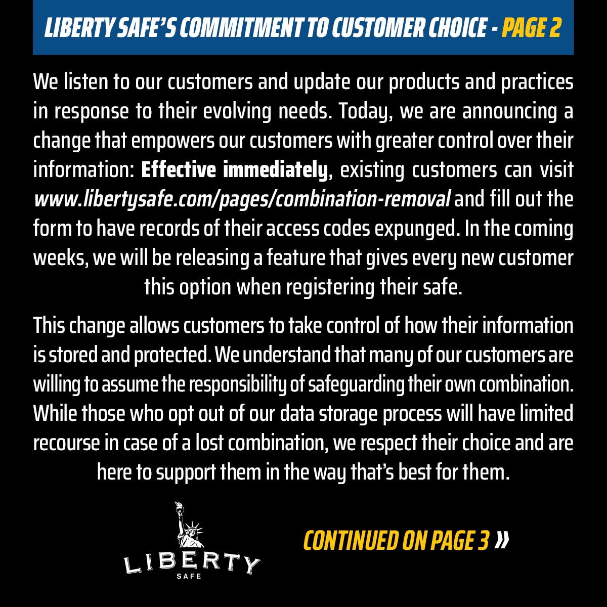 Liberty Safe Followup 2