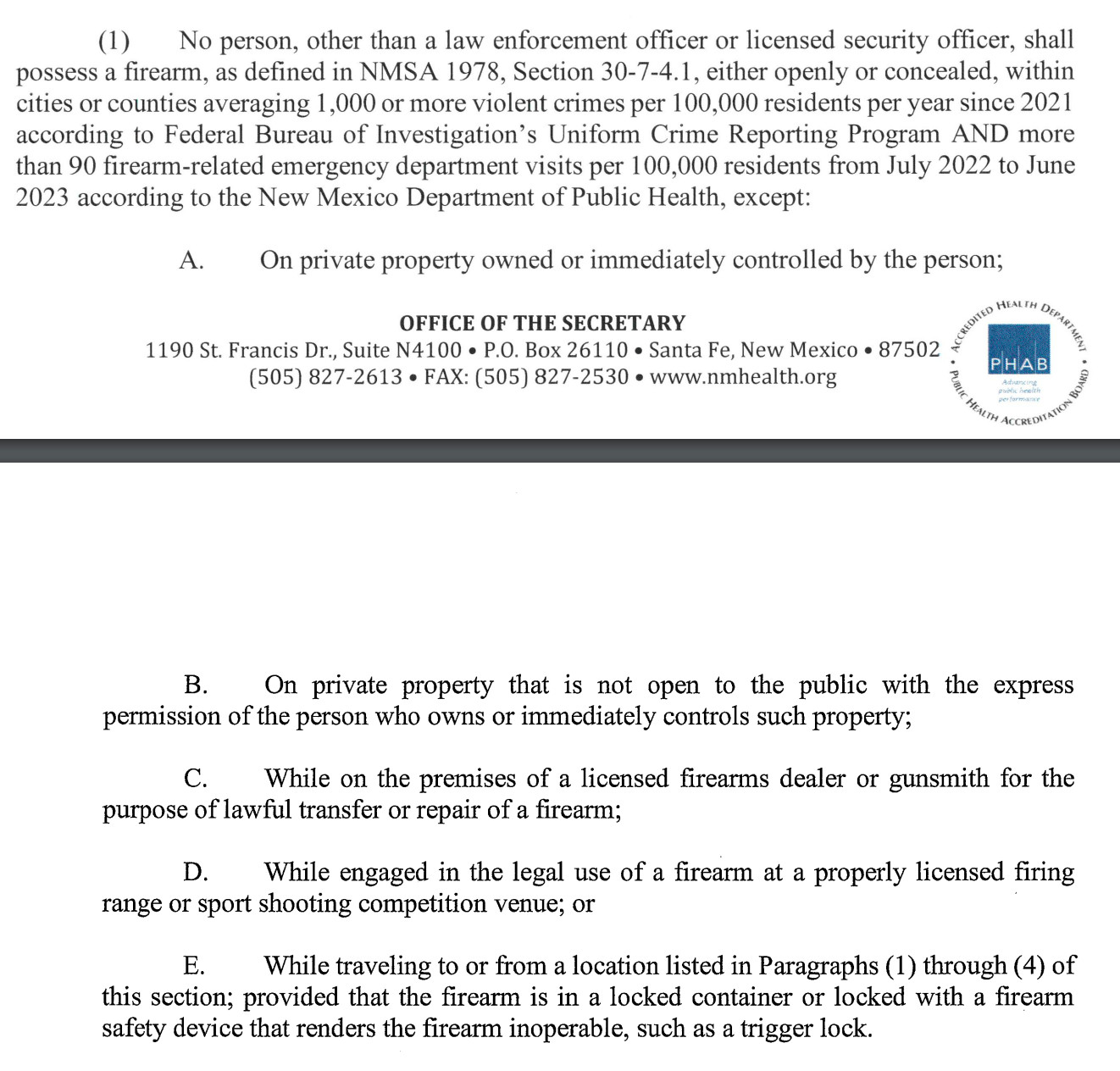 Public Health Order Text Image 1