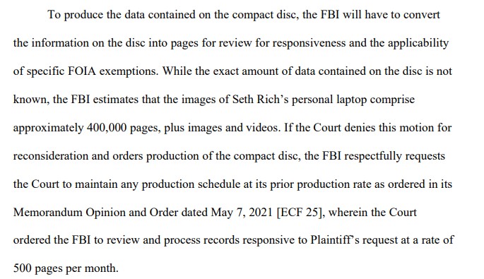 Segment of Legal Filing About Seth Rich's Laptop