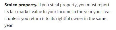 IRS Rule About Stolen Property