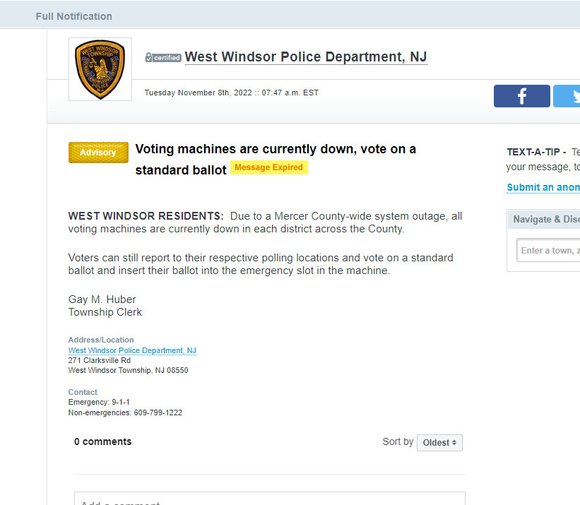 Nixle.us Post from West Windsor Police Department