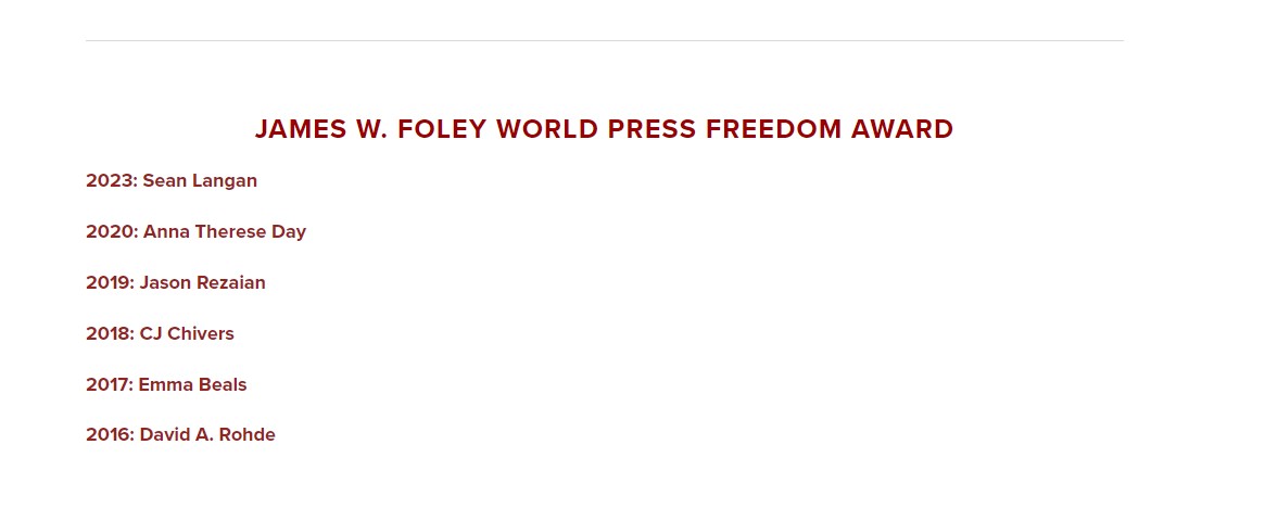 World Press Freedom Awards Without a 2022 Entry